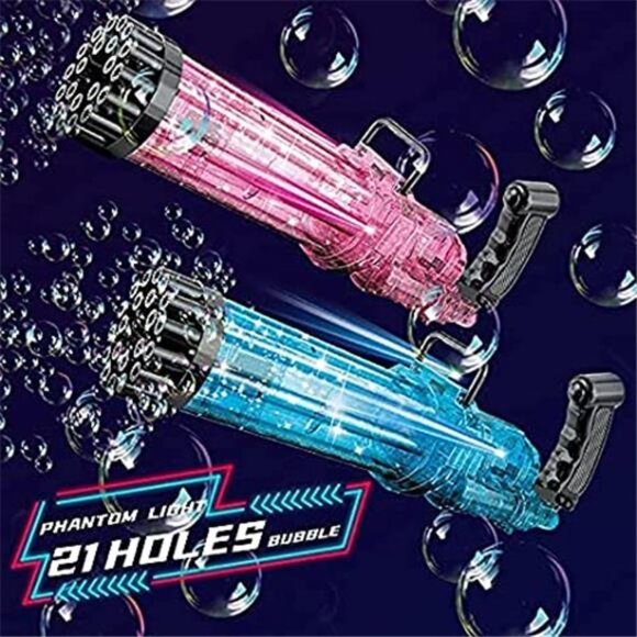 2 Pack 21 Holes Bubble Machine Bubble Gun 2022 Cool Toys - Picture 6 of 6